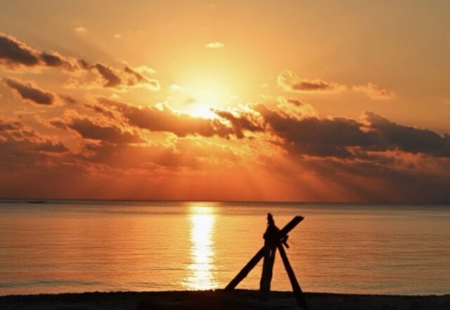 久米島 サンセット シルエット